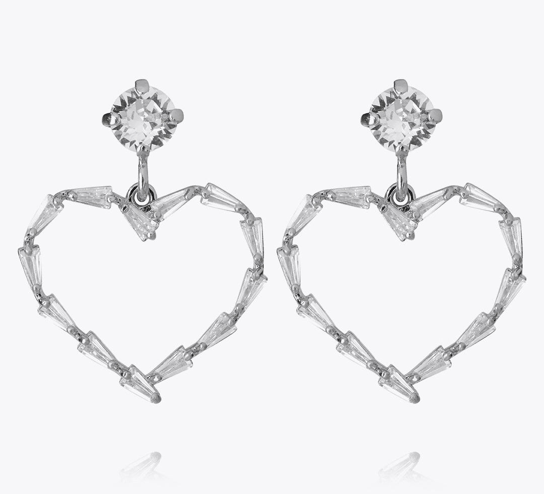 Caroline Svedbom - Baguette Heart Earring Crystal Rhodium