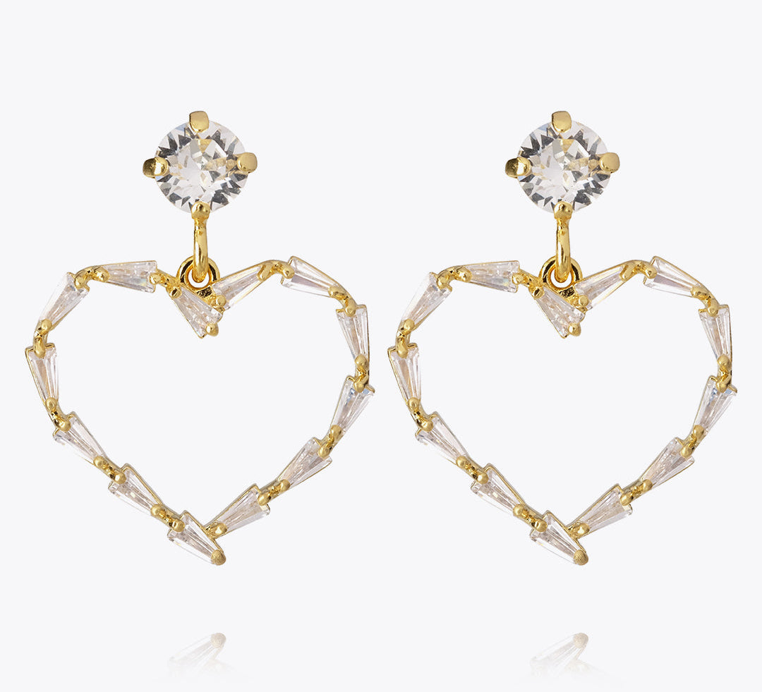 Caroline Svedbom - Baguette Heart Earring Crystal Gold