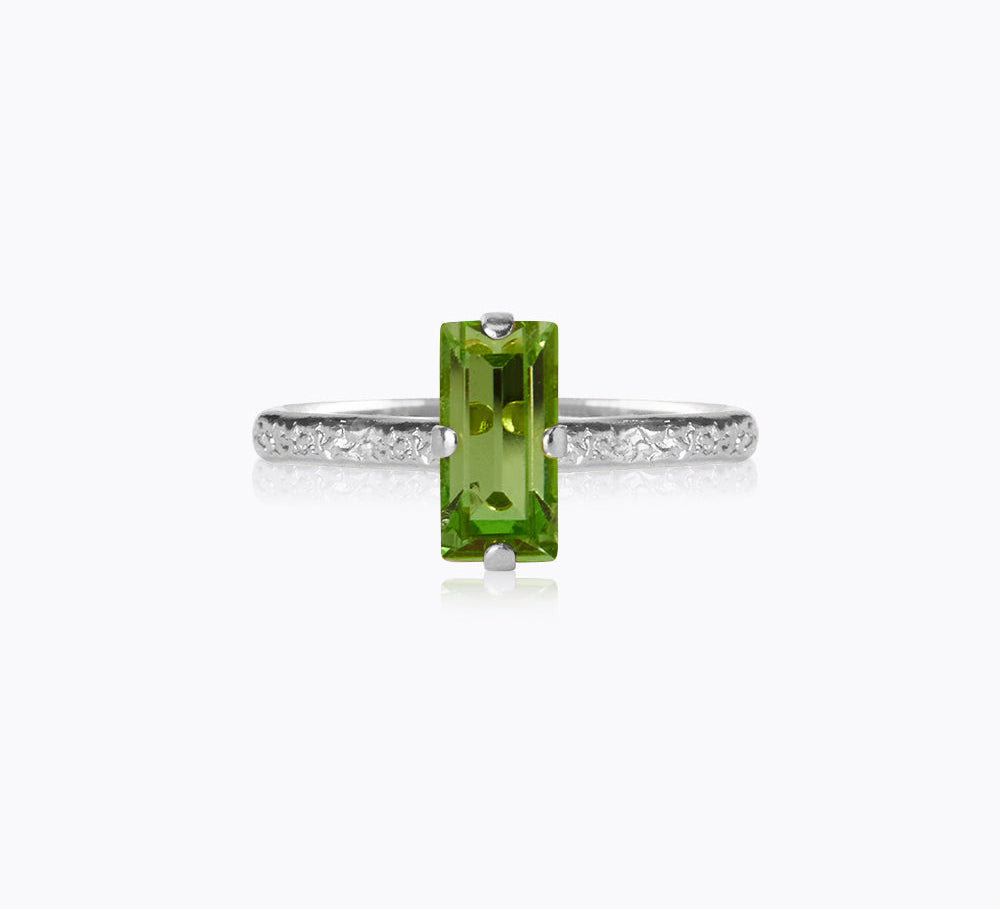 Caroline Svedbom - Baguette Ring Peridot Rhodium