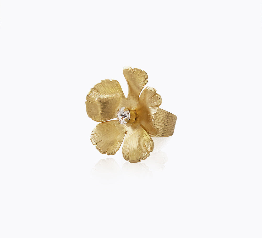 Caroline Svedbom - Anemone Ring Crystal Gold