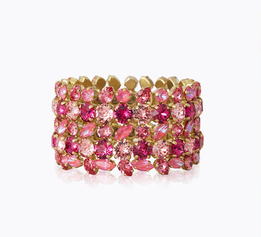 Caroline Svedbom - Multi Cuff Bracelet Fuschia Combo Gold