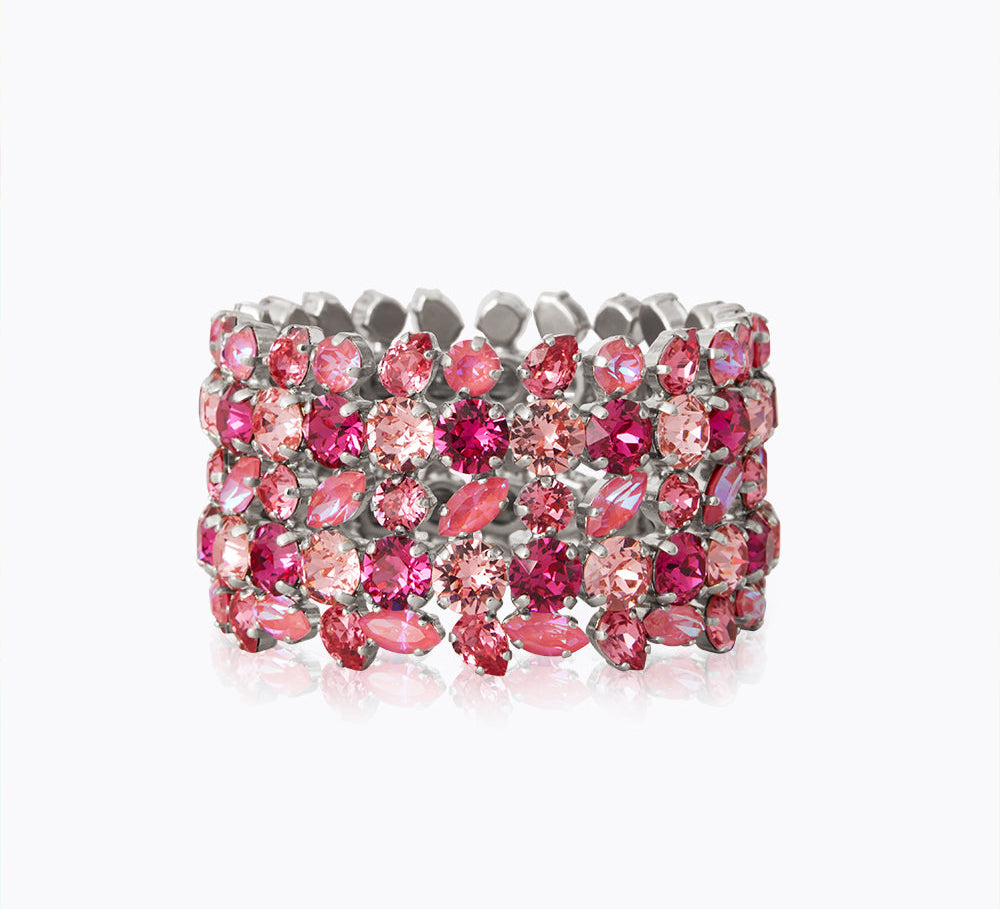 Caroline Svedbom - Multi Cuff Bracelet Fuschia Combo Rhodium