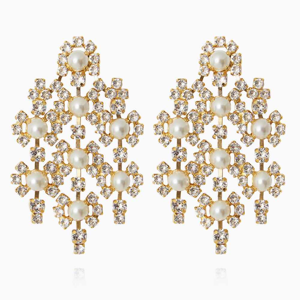 Caroline Svedbom - My Soulmate Earrings Pearl Crystal Gold