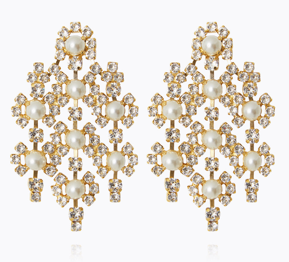 Caroline Svedbom - My Soulmate Earrings Pearl Crystal Gold