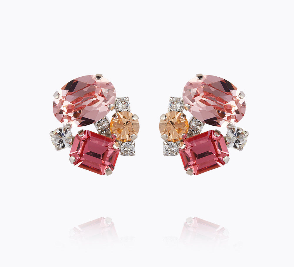 Caroline Svedbom - Mini Carolina Earrings Pink Combo Rhodium