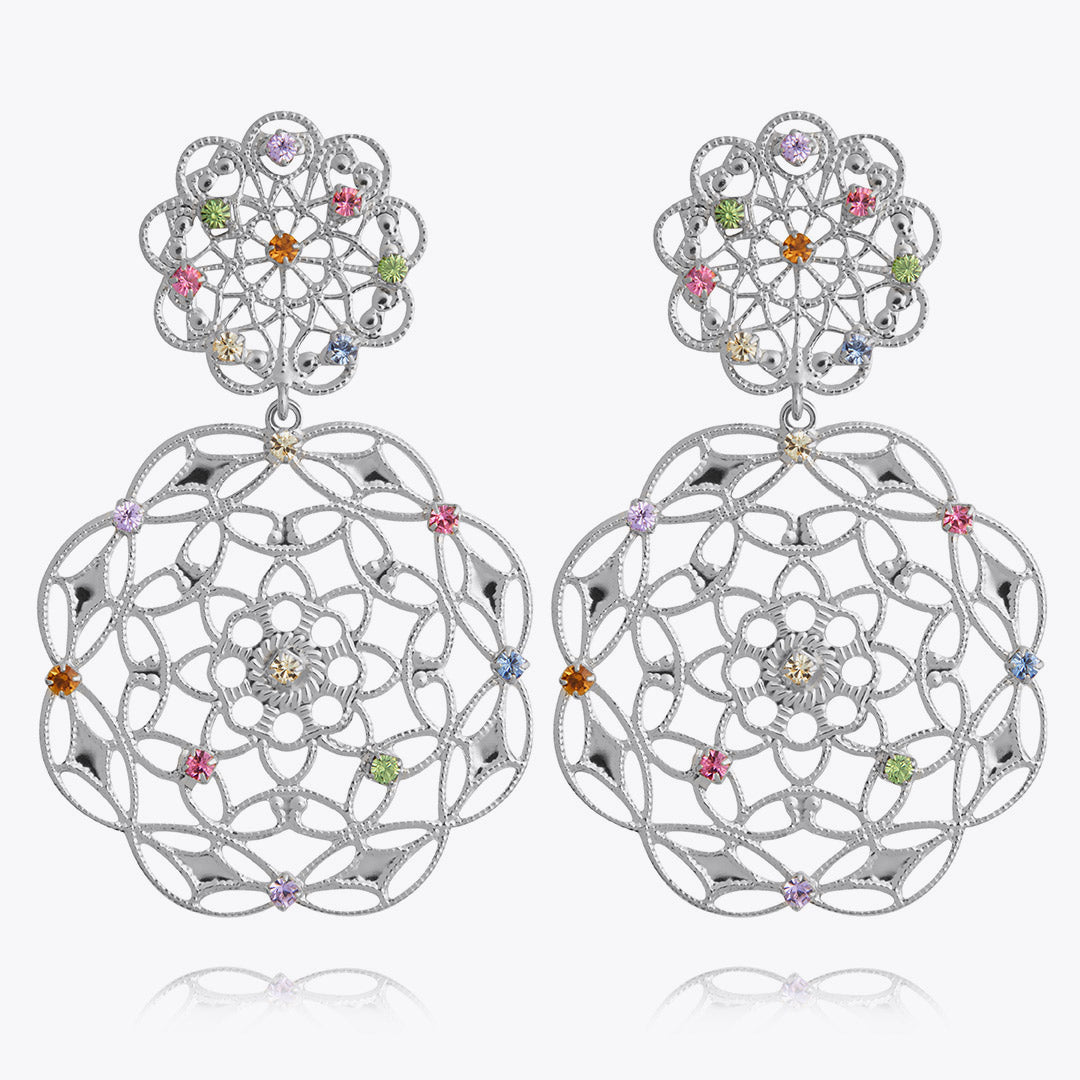 Caroline Svedbom - Gardenia Earrings Rainbow Combo Rhodium