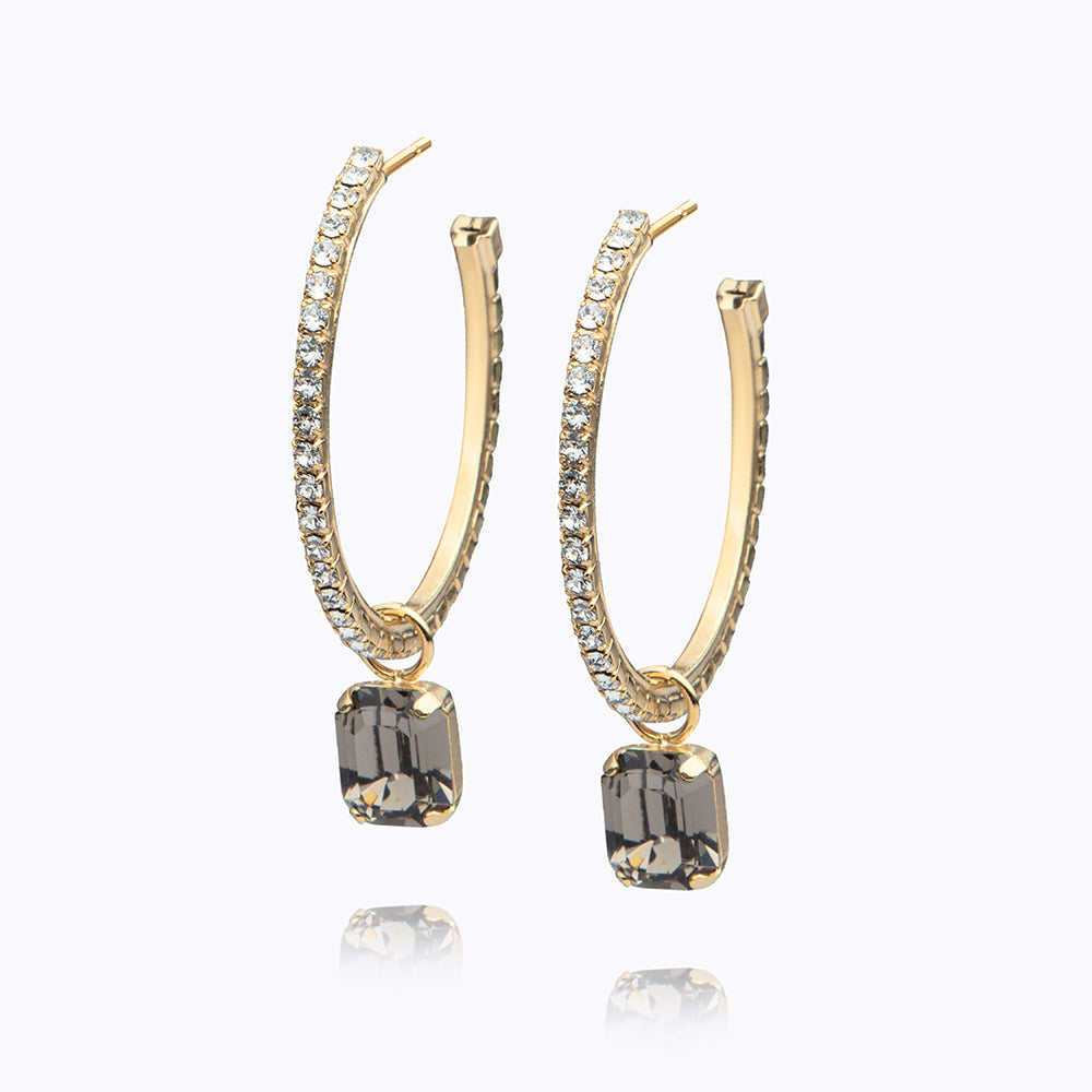Caroline Svedbom - Lydia Loop Earrings Black Diamond Gold