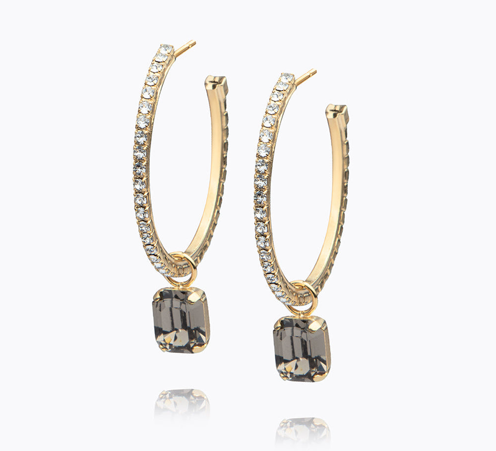 Caroline Svedbom - Lydia Loop Earrings Black Diamond Gold
