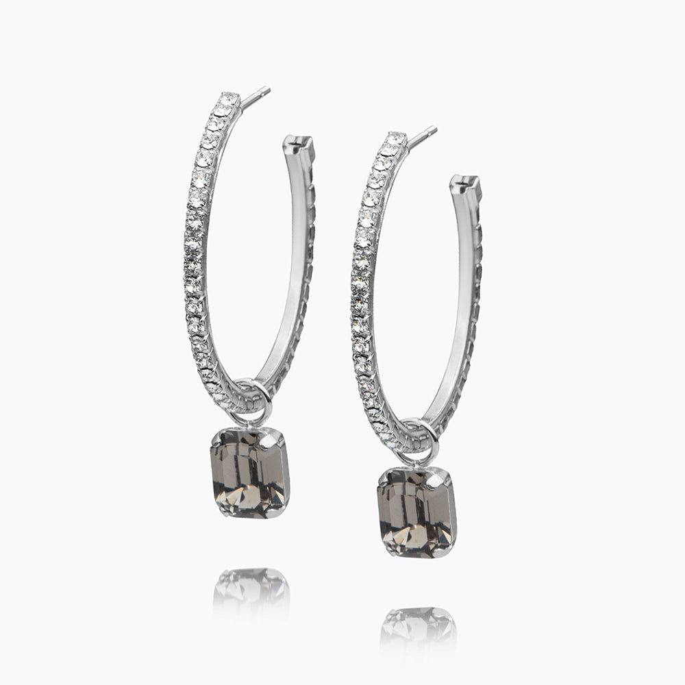 Caroline Svedbom - Lydia Loop Earrings Black Diamond Rhodium
