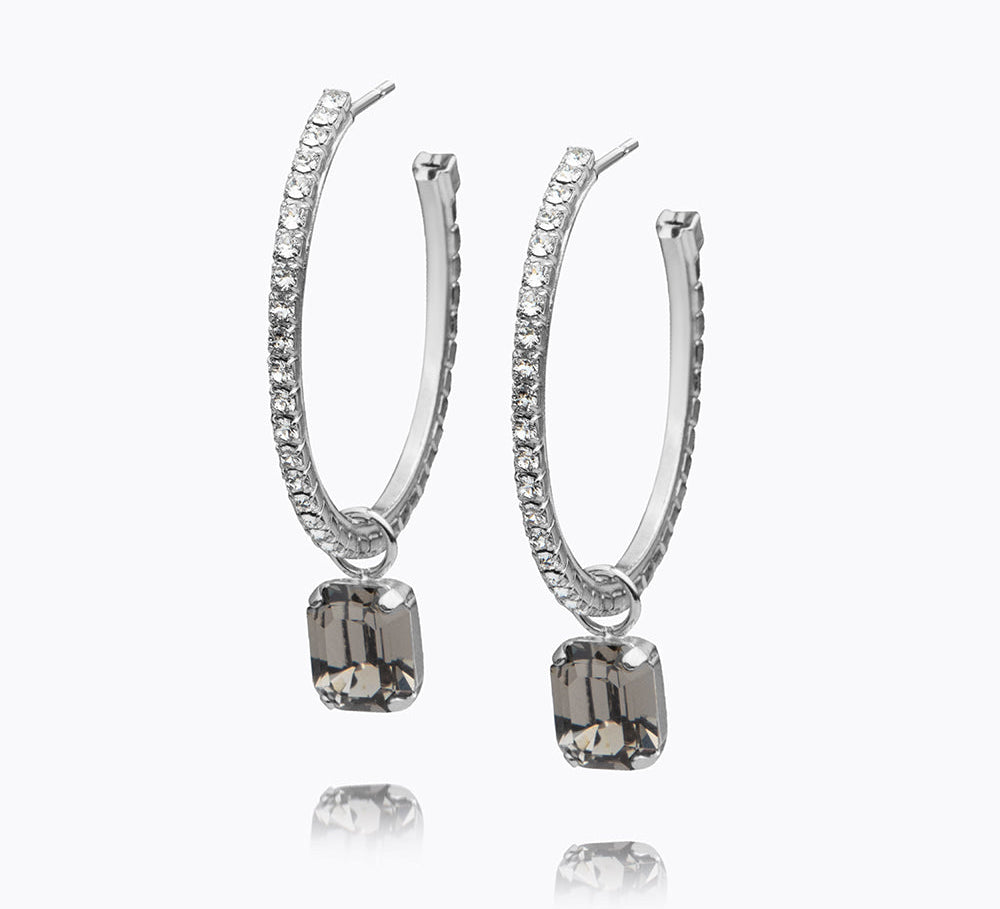 Caroline Svedbom - Lydia Loop Earrings Black Diamond Rhodium