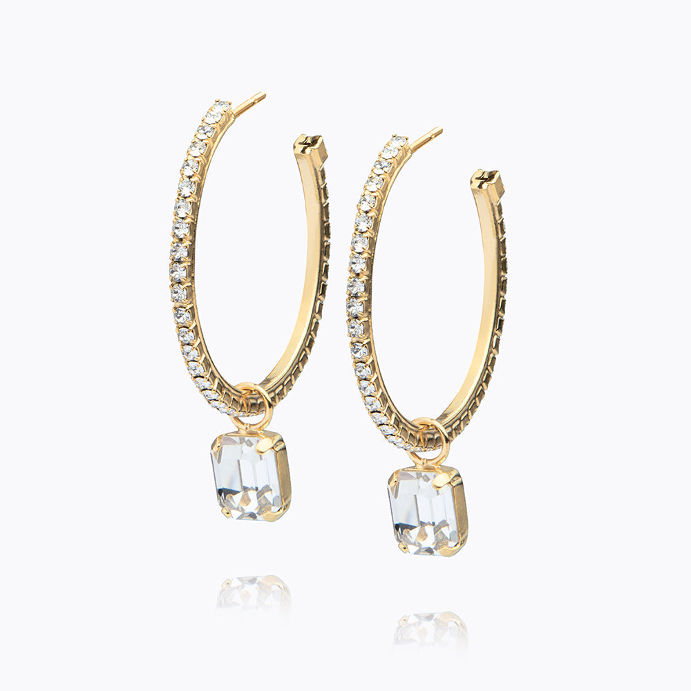 Caroline Svedbom - Lydia Loop Earrings Crystal Gold