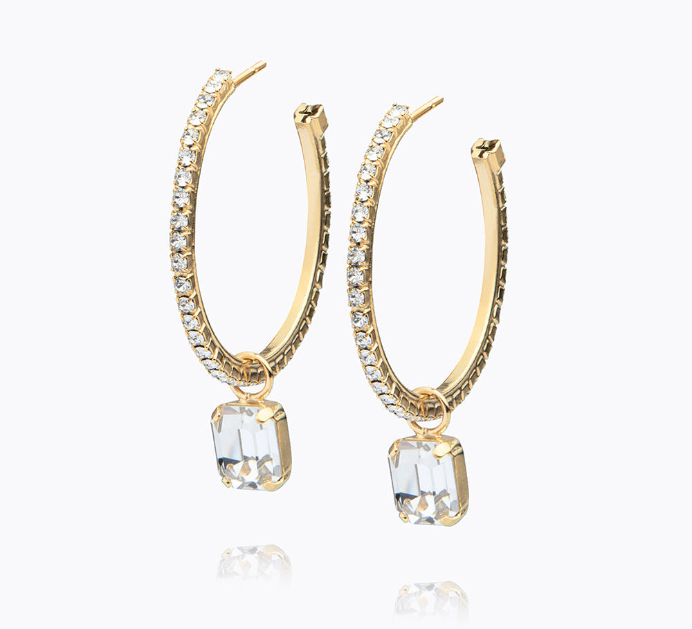 Caroline Svedbom - Lydia Loop Earrings Crystal Gold