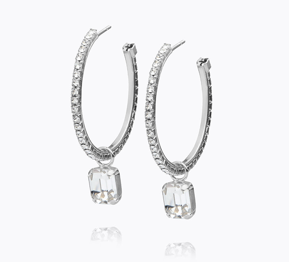 Caroline Svedbom - Lydia Loop Earrings Crystal Rhodium