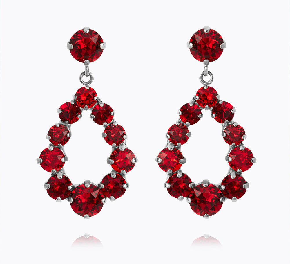 Caroline Svedbom - Mini Delia Earrings Red Combo Rhodium