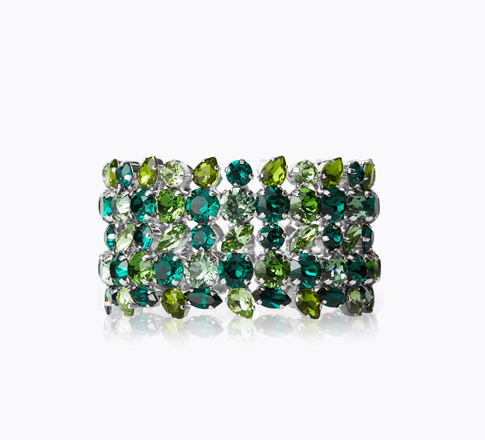 Caroline Svedbom - Multi Cuff Bracelet Green Combo Rhodium