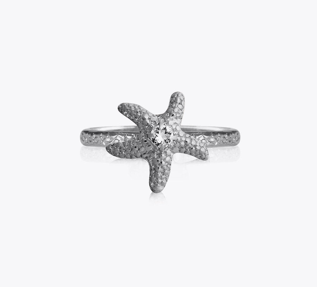 Caroline Svedbom - Mini Sea Star Ring Crystal Rhodium