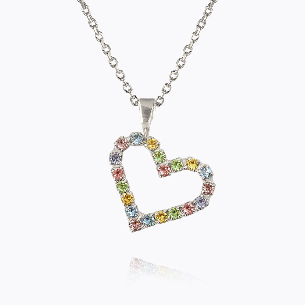 Caroline Svedbom - Mini Sweetheart Necklace Pastel Combo Rhodium