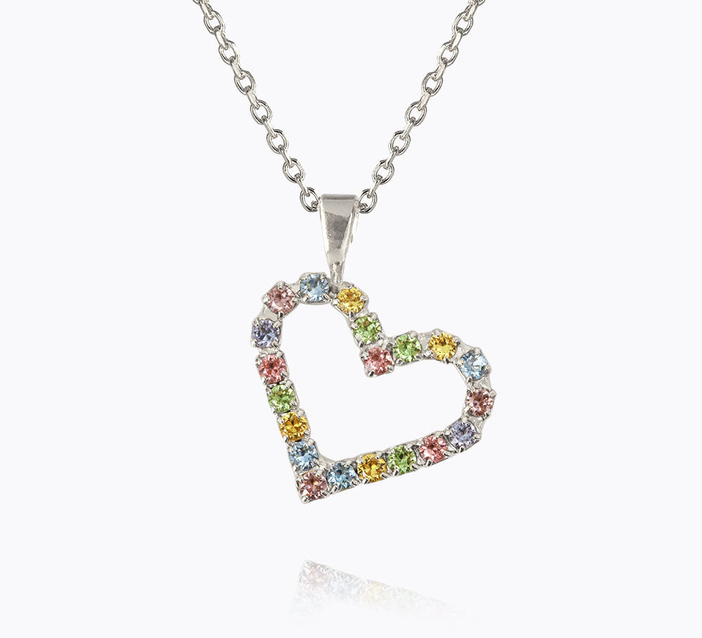 Caroline Svedbom - Mini Sweetheart Necklace Pastel Combo Rhodium