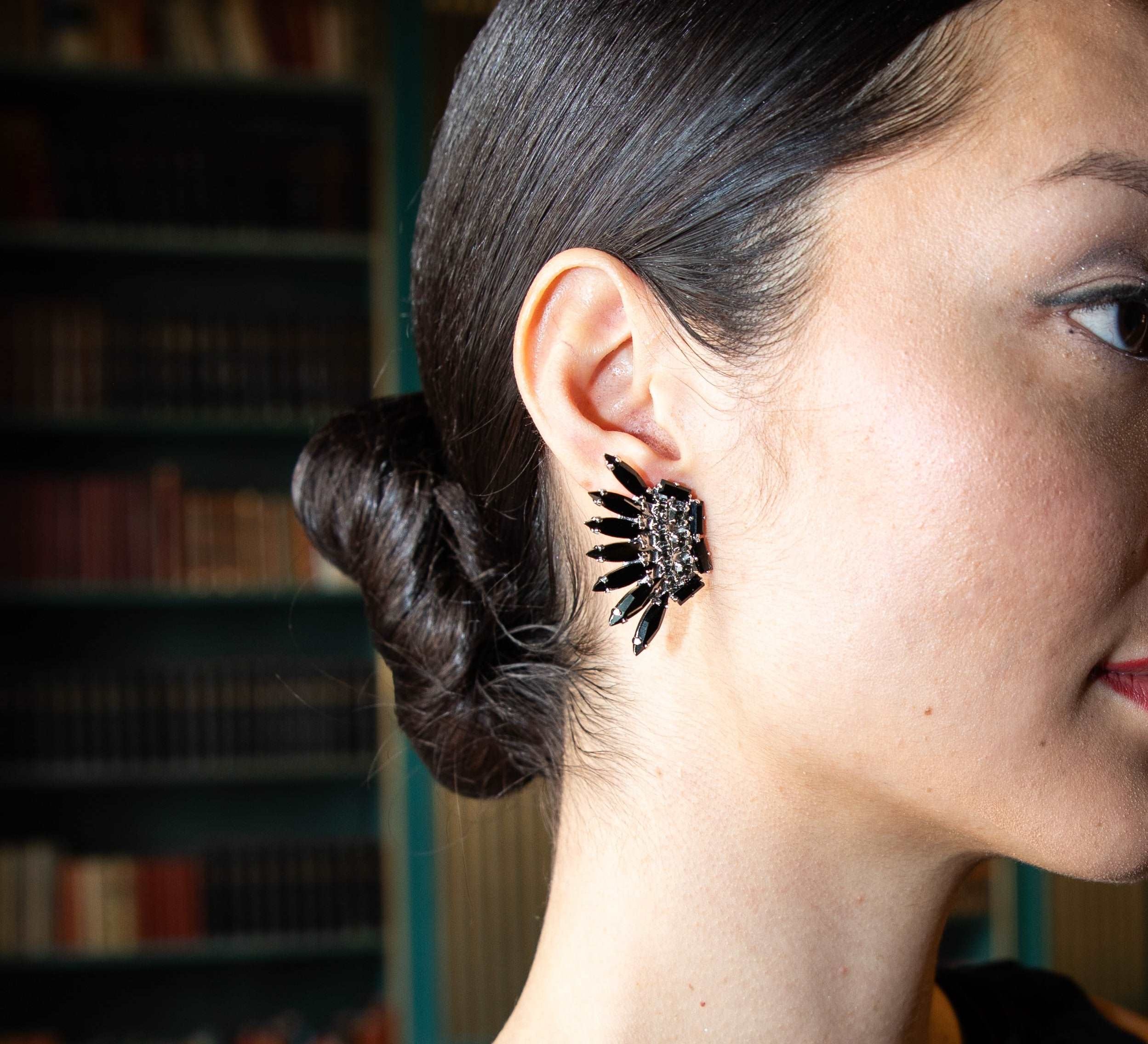 Feather Earrings / Black Combo