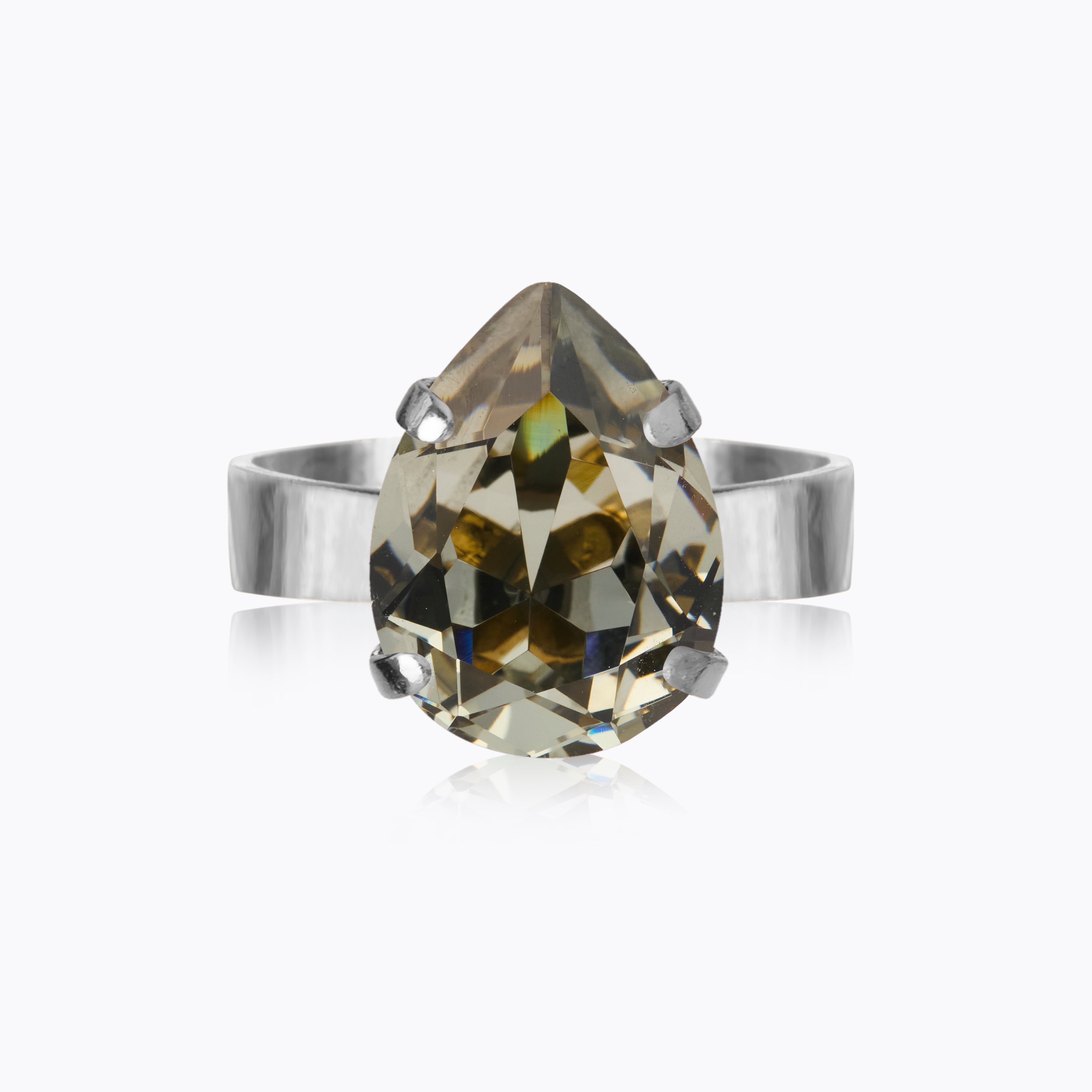 Caroline Svedbom - Mini Drop Ring Black Diamond Rhodium