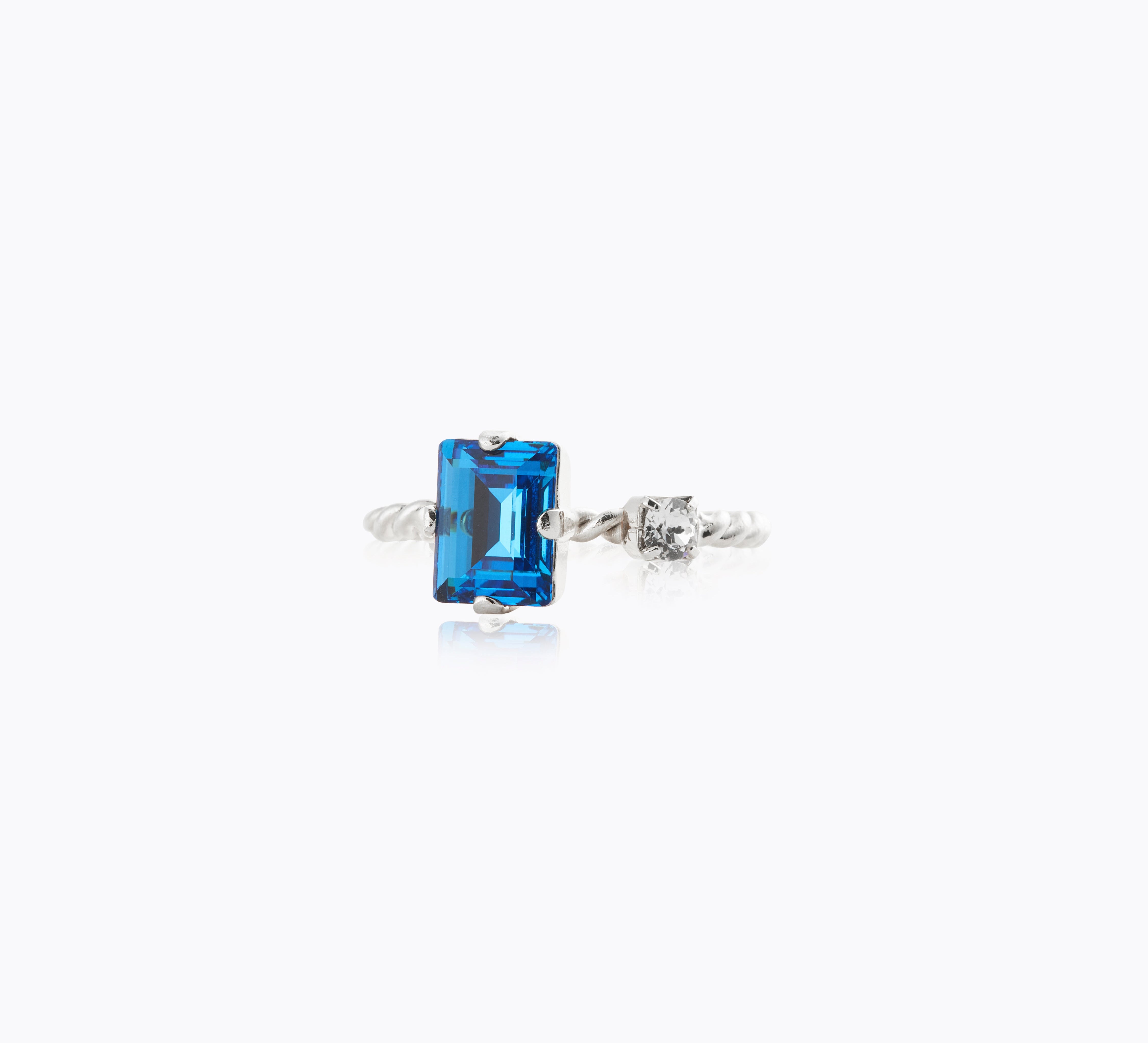 Caroline Svedbom - Diora Ring Recreated Blue Combo Rhodium