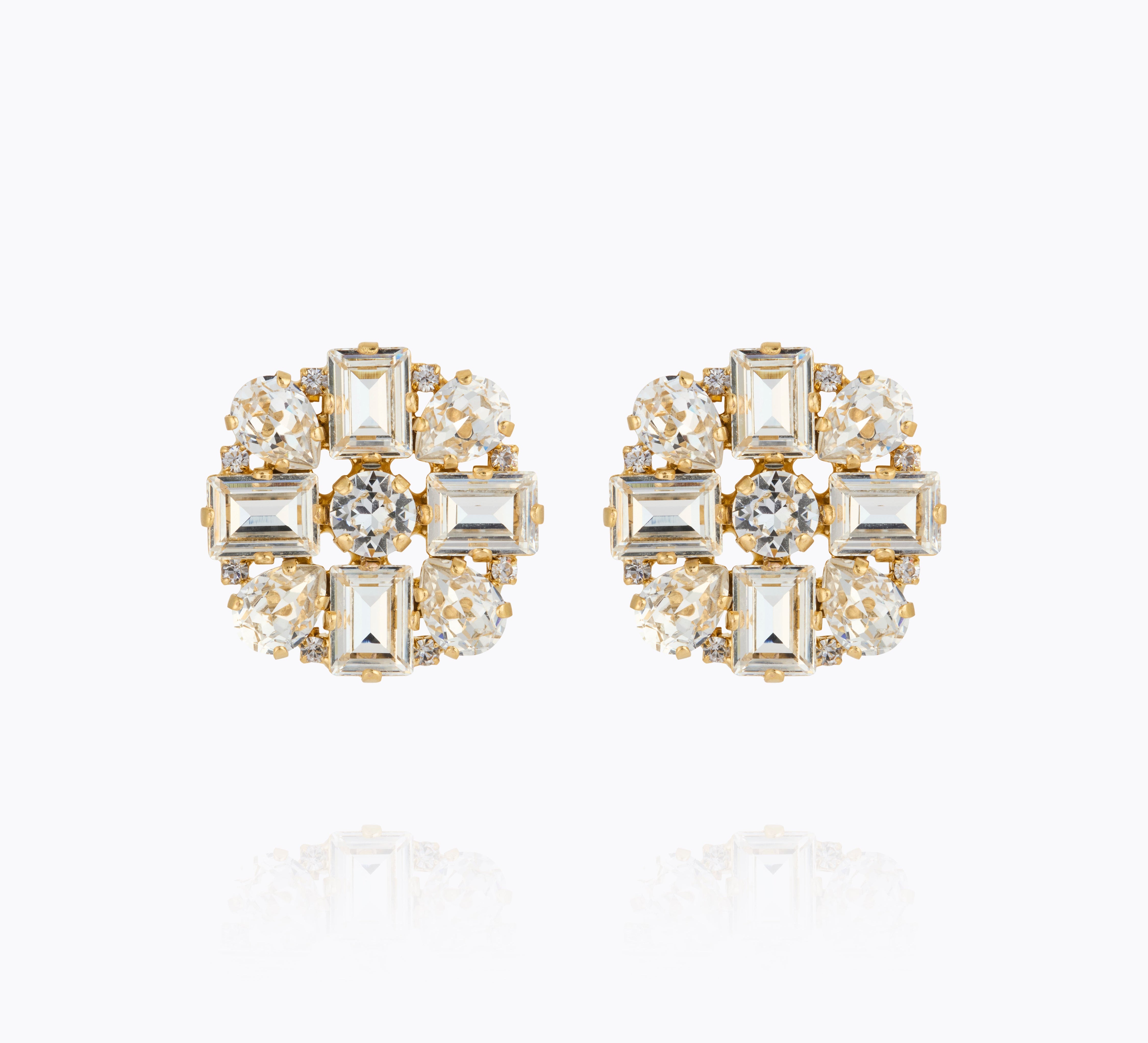 Caroline Svedbom - Diora Statement Earrings Crystal Gold