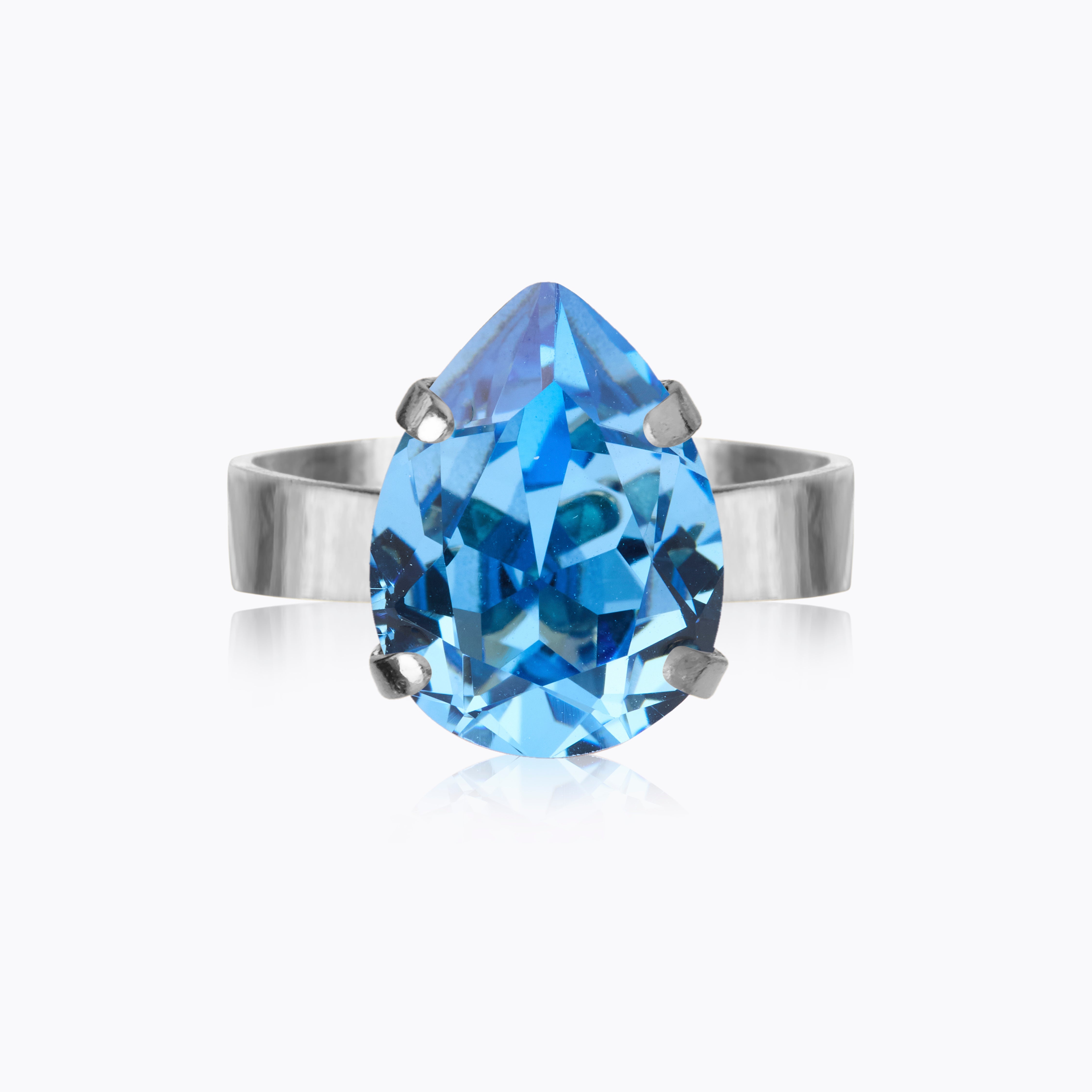 Caroline Svedbom - Mini Drop Ring Recreated Iceblue Rhodium