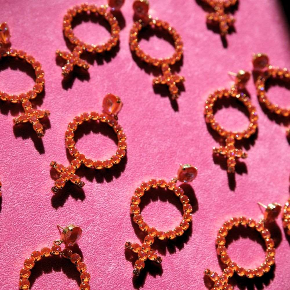 Alexandra Statement Earrings / Orange Glow Delite