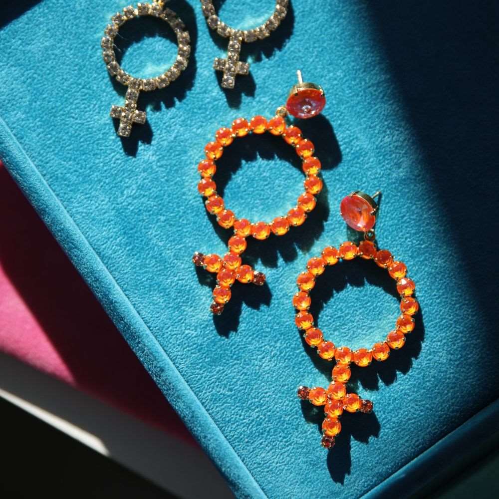 Alexandra Statement Earrings / Orange Glow Delite