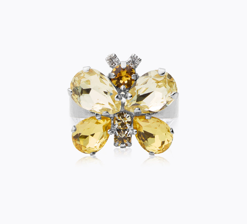 Caroline Svedbom - Butterfly Ring Yellow Combo Rhodium