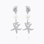 Caroline Svedbom - Seadora Statement Earrings Pearl Rhodium