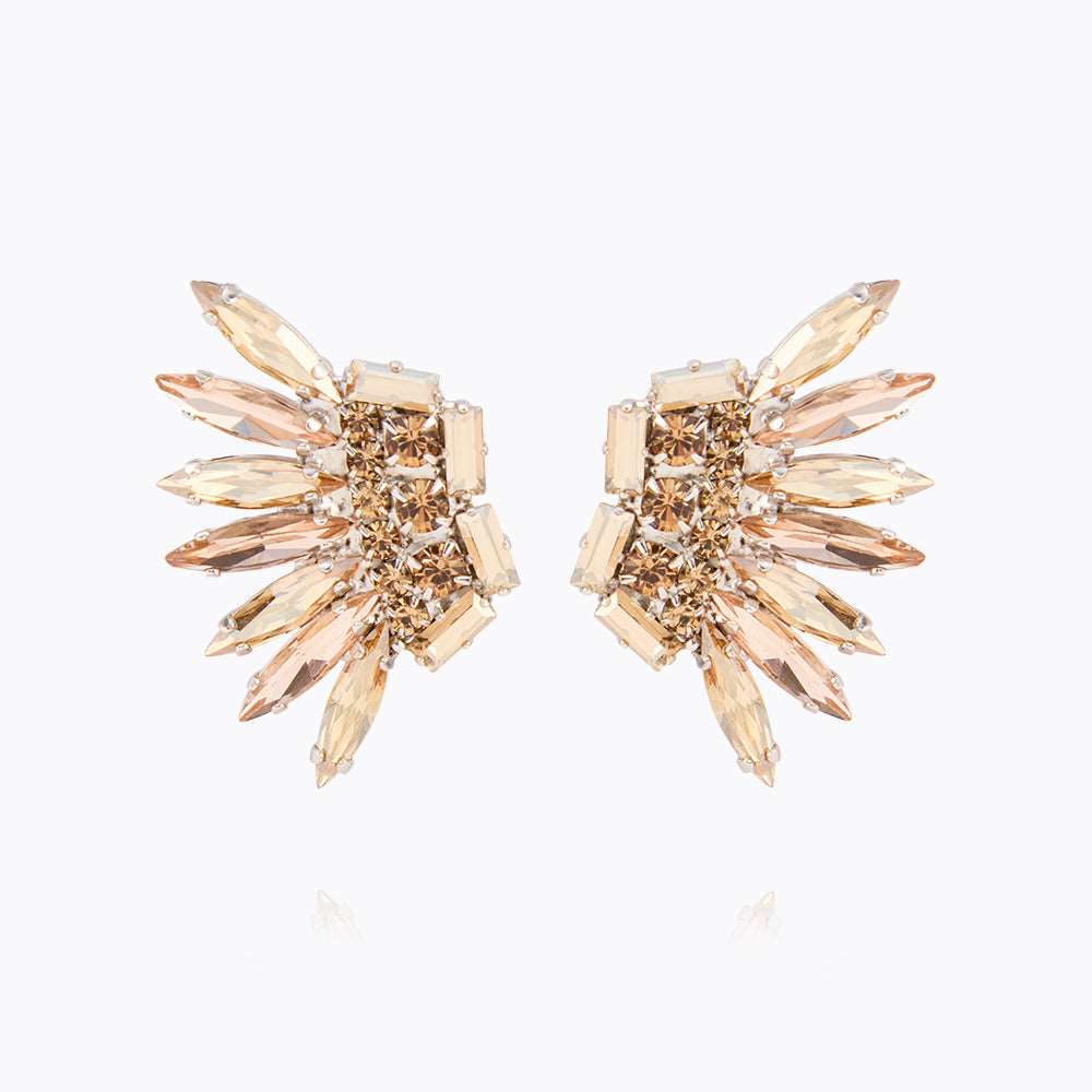 Caroline Svedbom - Feather Earrinings Golden Combo Rhodium