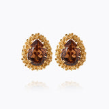 Caroline Svedbom - Classic Gemma Earrings Rec Light Smoked Topaz Gold