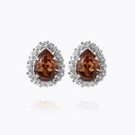 Caroline Svedbom - Classic Gemma Earrings Rec Light Smoked Topaz Rhodium