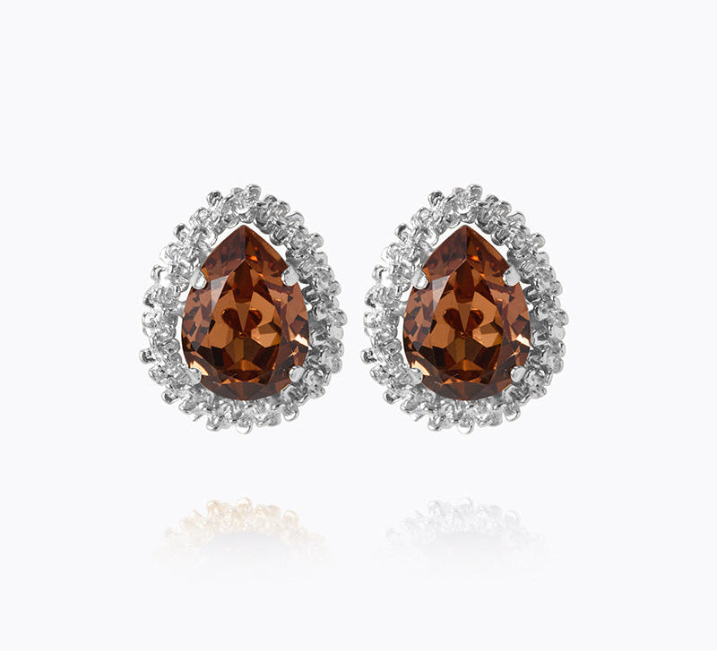 Caroline Svedbom - Classic Gemma Earrings Rec Light Smoked Topaz Rhodium