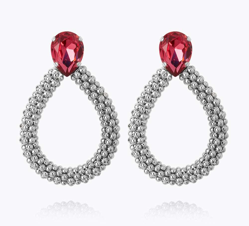 Caroline Svedbom - Classic Rope Earrings Mulberry Red Rhodium