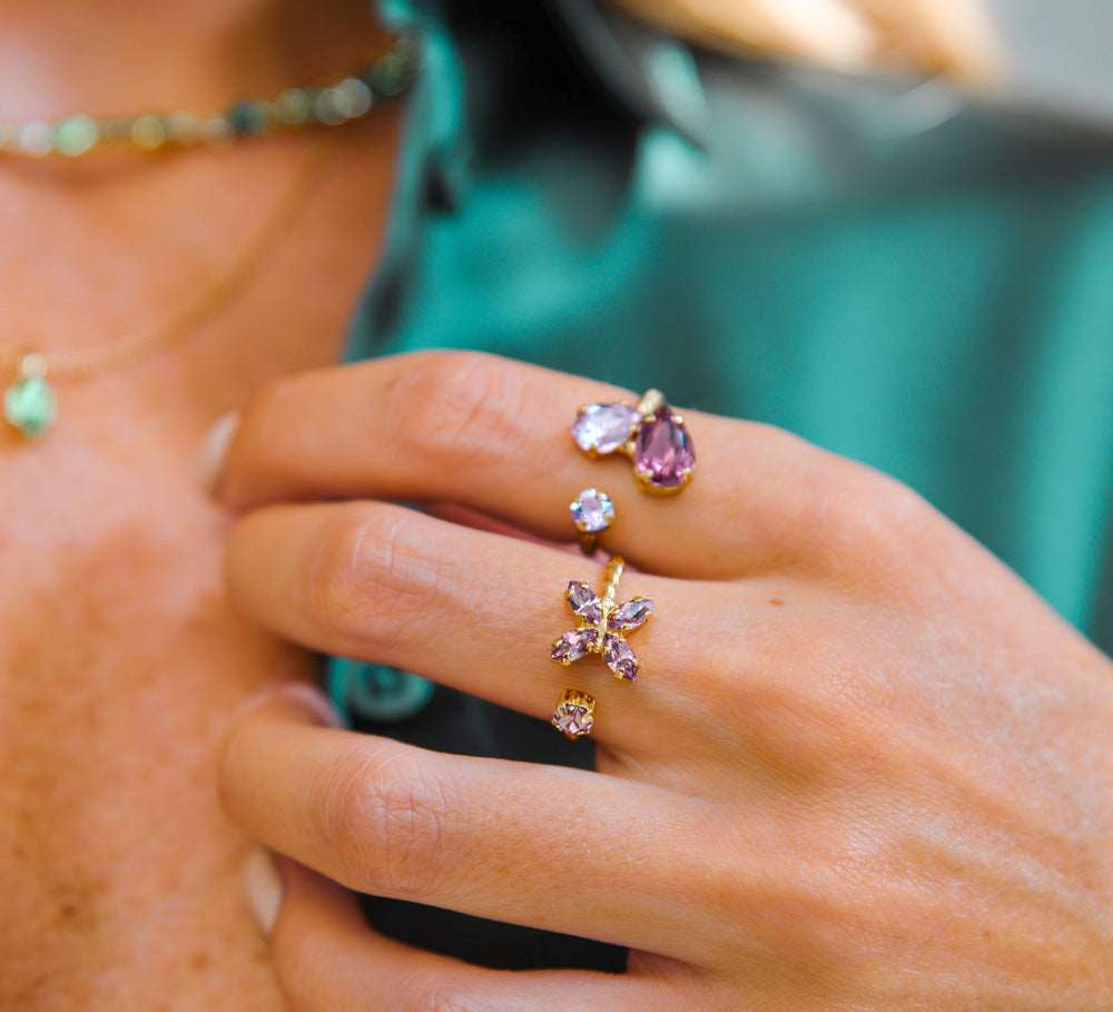 Crystal Star Ring / Light Amethyst