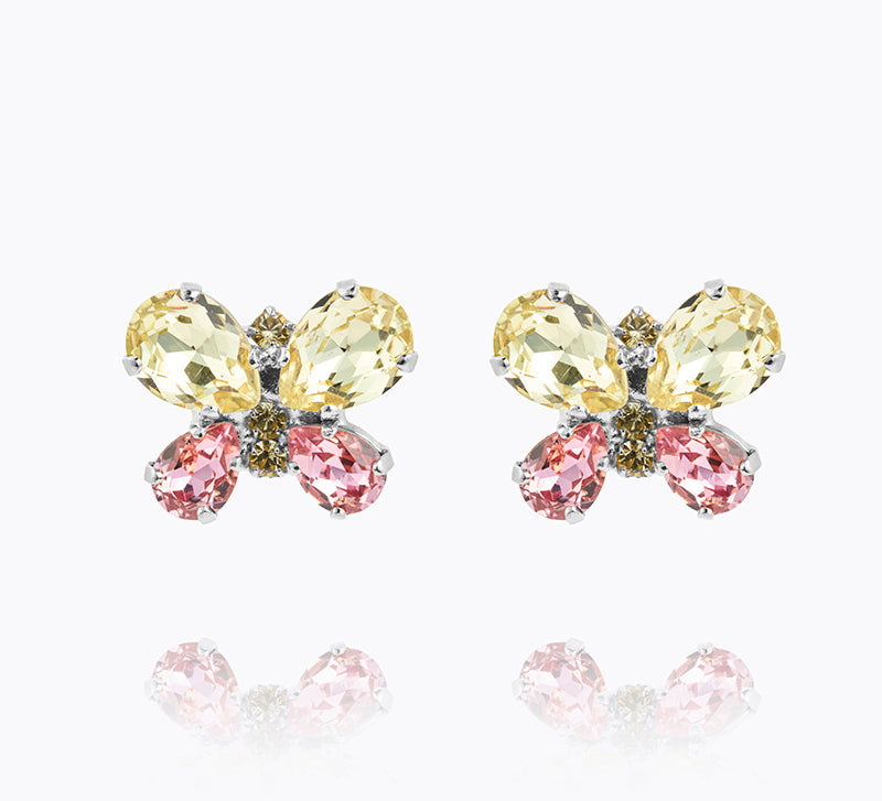 Caroline Svedbom - Butterfly Stud Earrings Jonquil Light Rose Rhodium
