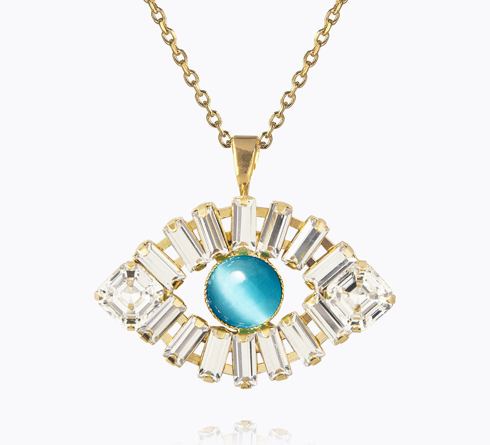 Caroline Svedbom - Greek Eye Statementnecklace Crystal Aquamarine Gold