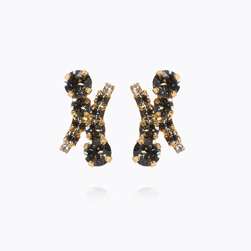 Caroline Svedbom - Halo Earrings Black Diamond Crystal Gold