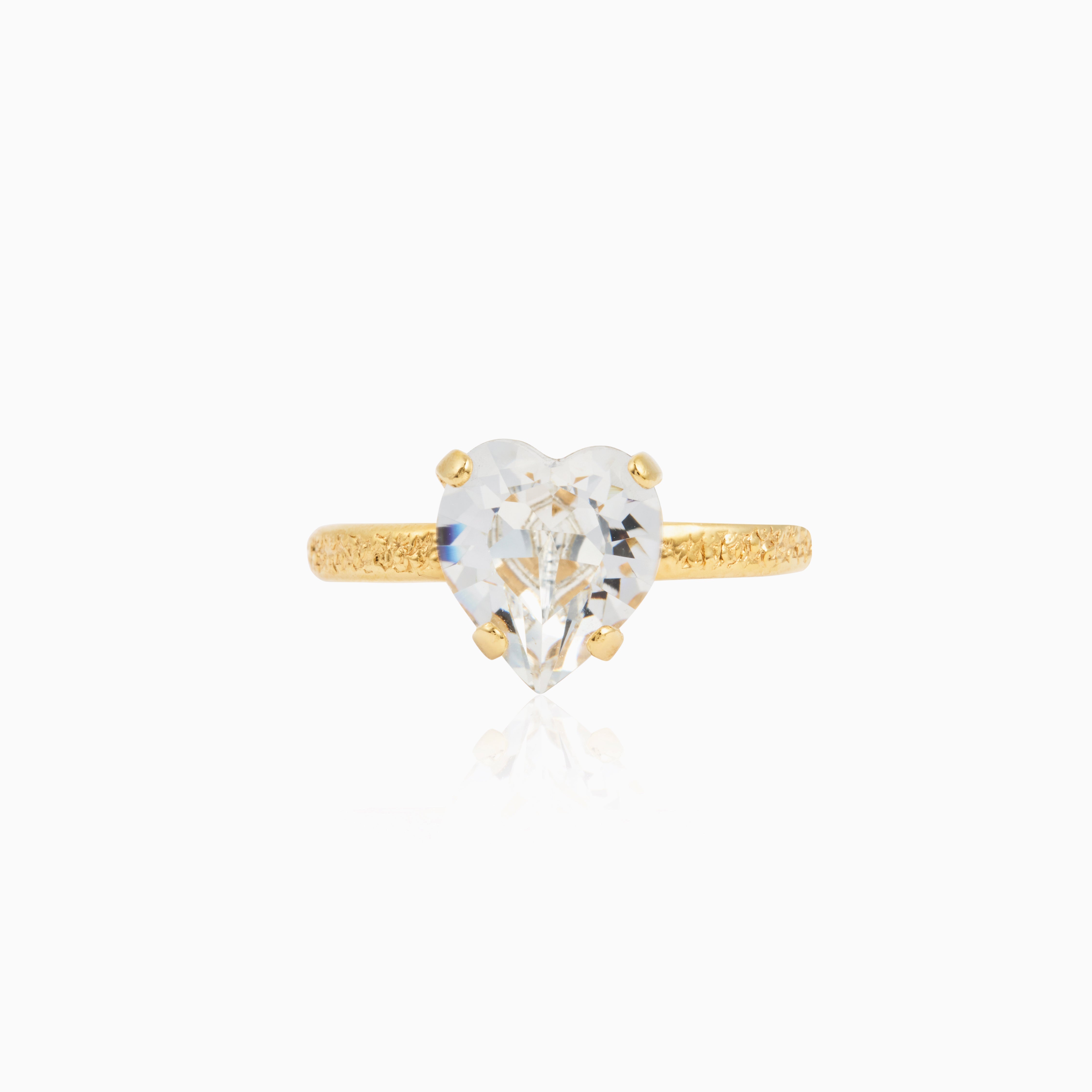 Caroline Svedbom - Heart Ring Crystal Gold