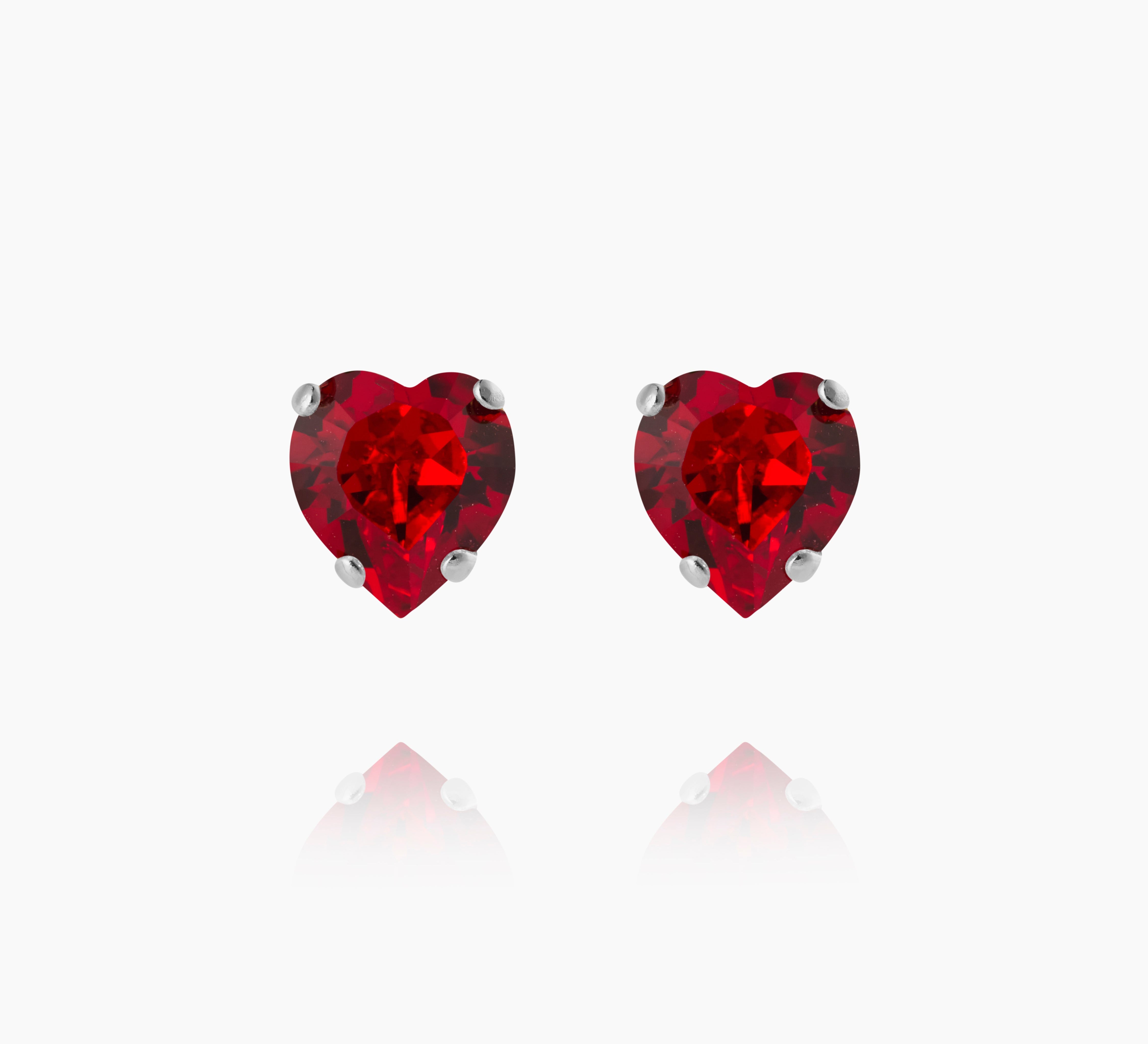 Caroline Svedbom - Heart Earrings Light Siam Rhodium