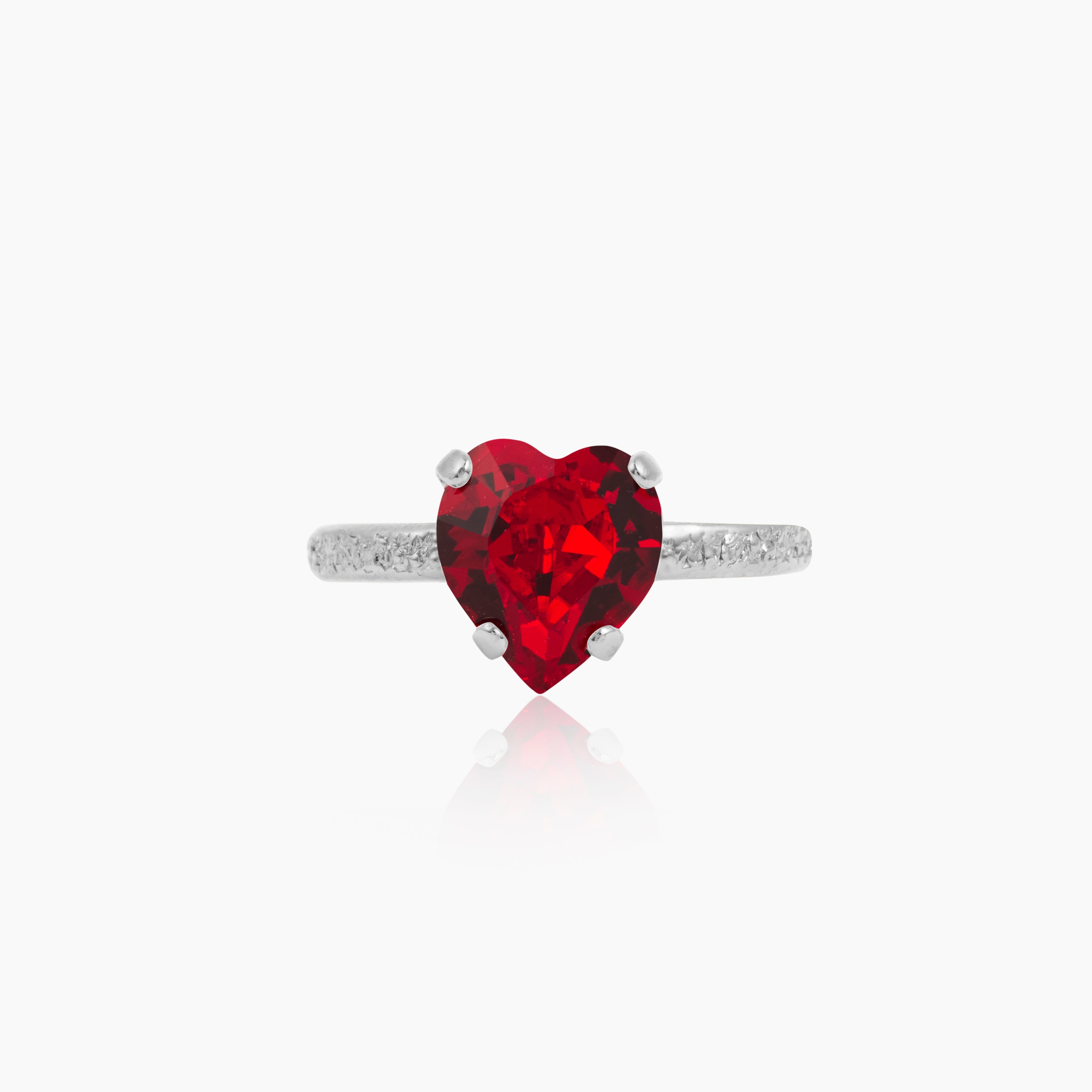 Caroline Svedbom - Heart Ring Light Siam Rhodium