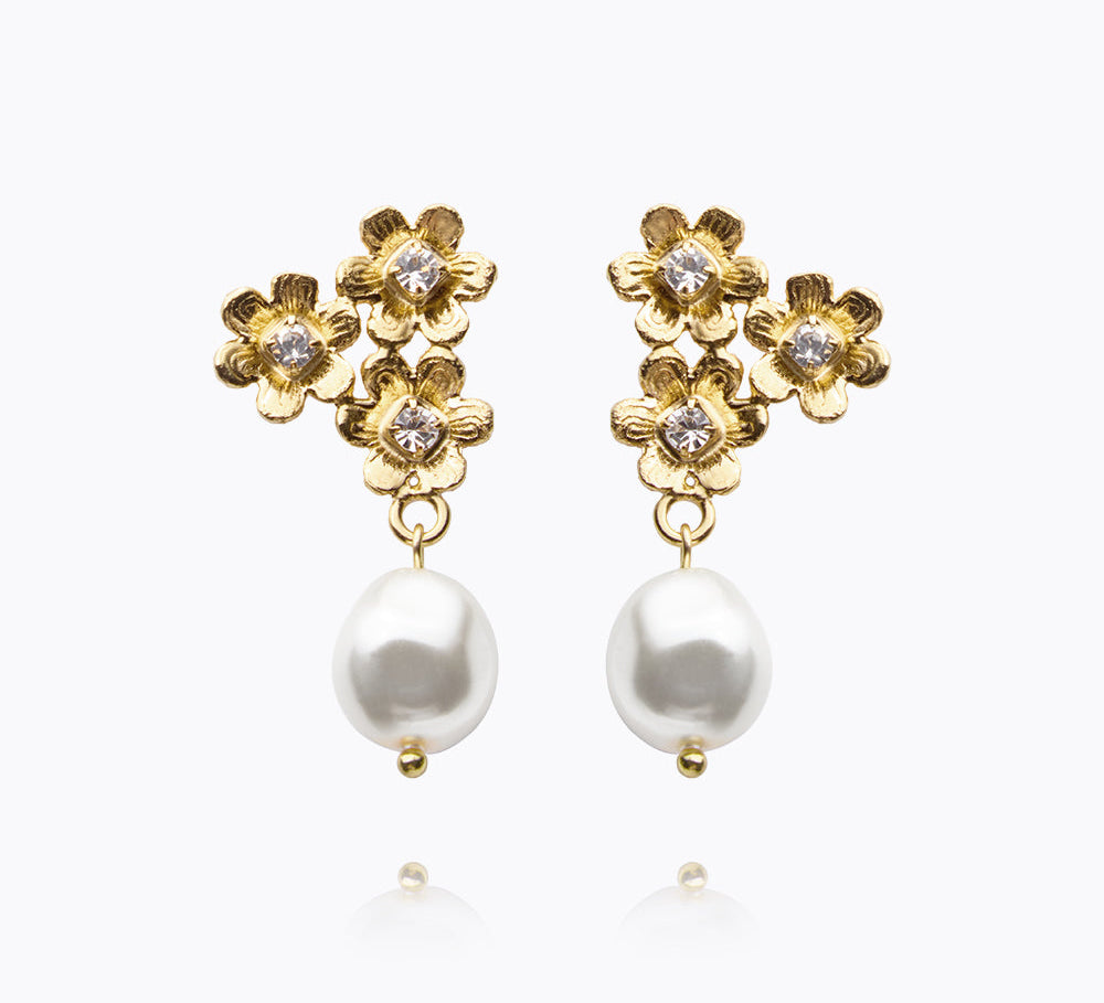 Caroline Svedbom - Juni Earrings Pearl Crystal Gold