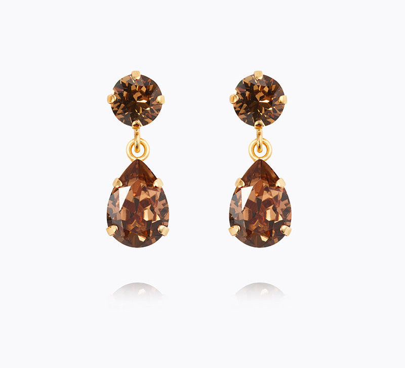 Caroline Svedbom - Mini Drop Earrings Rec Light Smoked Topaz Gold