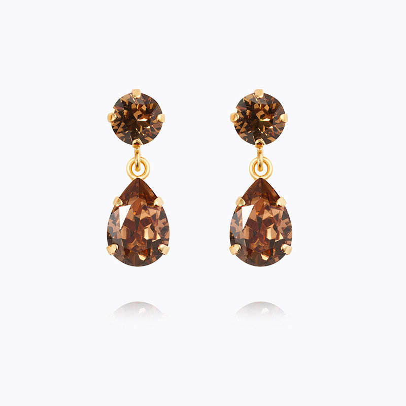 Caroline Svedbom - Mini Drop Earrings Rec Light Smoked Topaz Gold