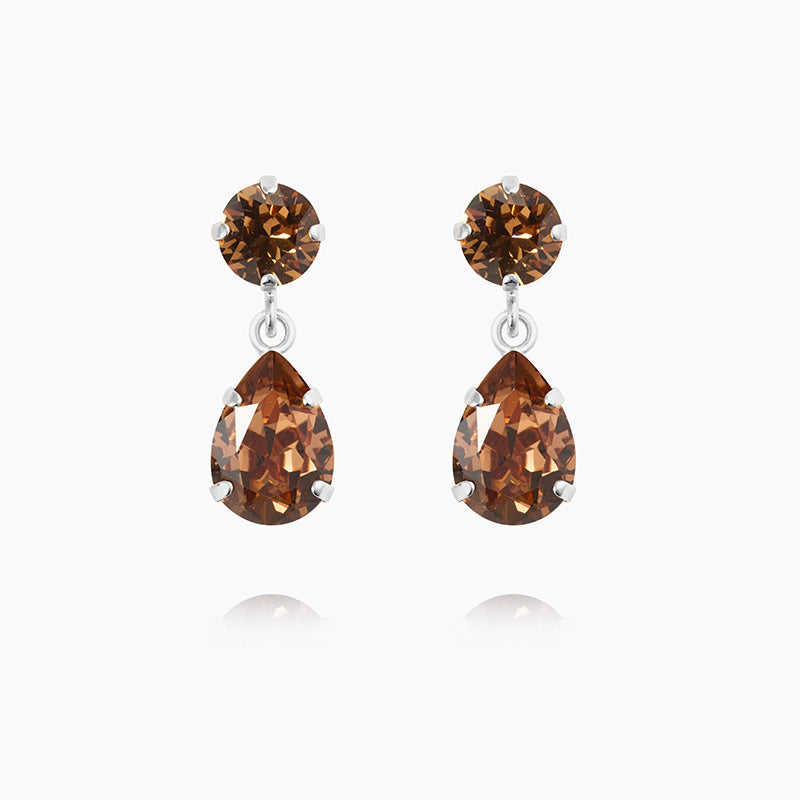Caroline Svedbom - Mini Drop Earrings Rec Light Smoked Topaz Rhodium