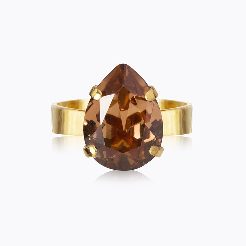 Caroline Svedbom - Mini Drop Ring Rec Light Smoked Topaz Gold