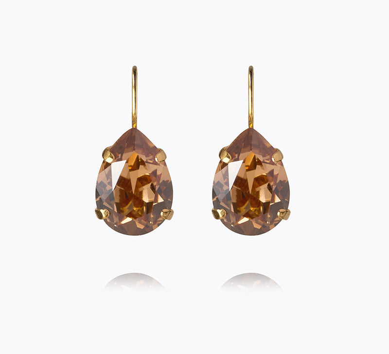 Caroline Svedbom - Mini Drop Clasp Earrings Rec Light Smoked Topaz Gold