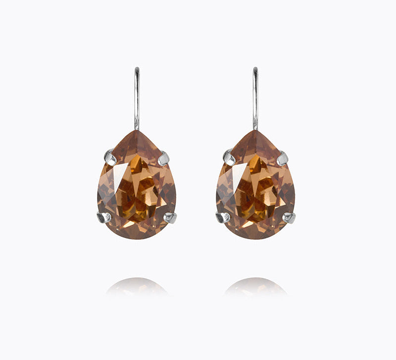 Caroline Svedbom - Mini Drop Clasp Earrings Rec Light Smoked Topaz Rhodium